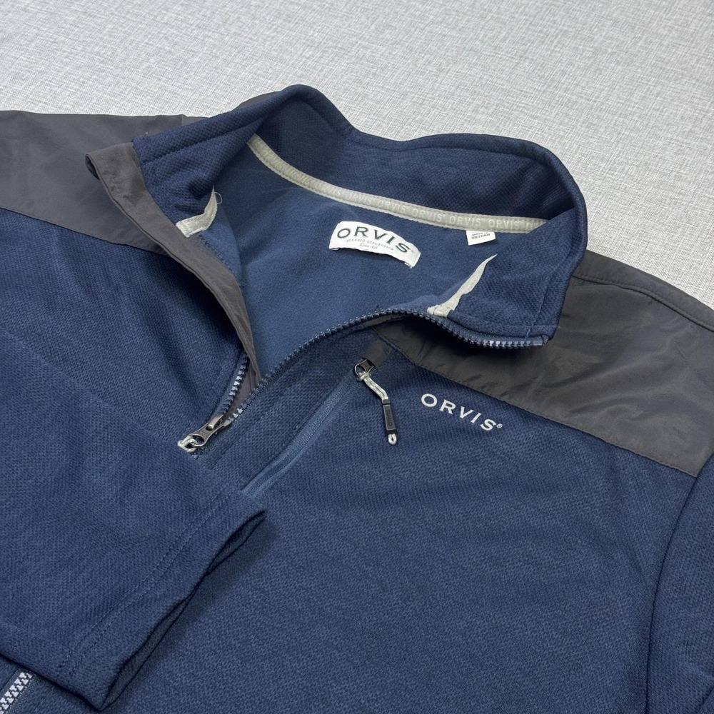 Orvis Full Zip Fleece Jacket Mens XL Blue Gray Polyester Outdoor Hiking